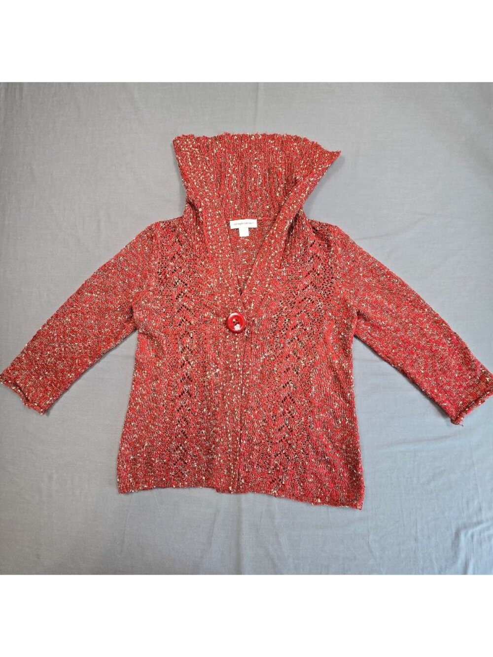 Christopher & Banks Medium Cardigan Sweater Brick Red Knitted Button